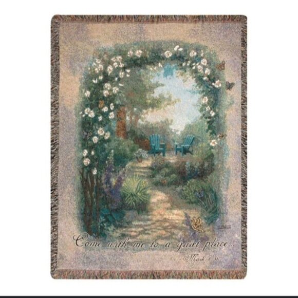 Religious Morning Butterfly Tapestry Throw Blanket Garden Adirondack Gift USA - Picture 10 of 10